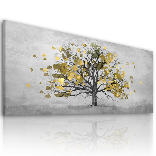 obrazy Obraz na płotnie Drzewo złote liście- 147x60
