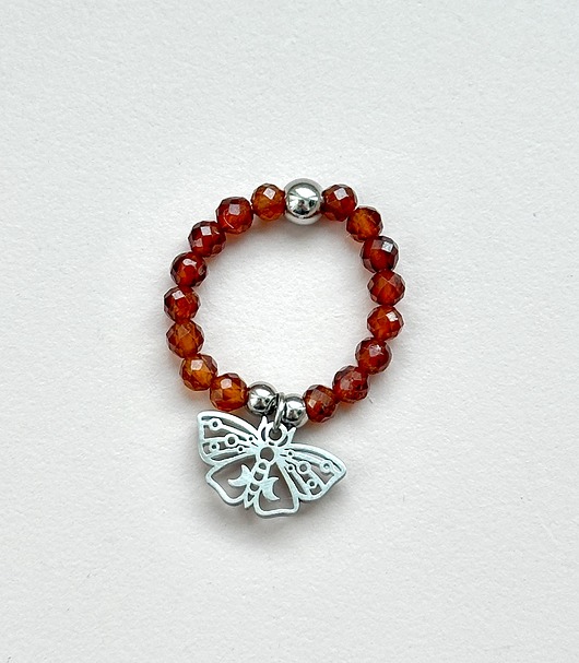 pierścionki elastyczne Pierścionek z turmalinu z motylem