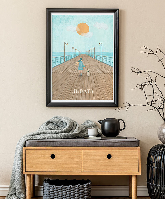 plakaty Jurata - Morze Bałtyckie i molo - plakat fine art