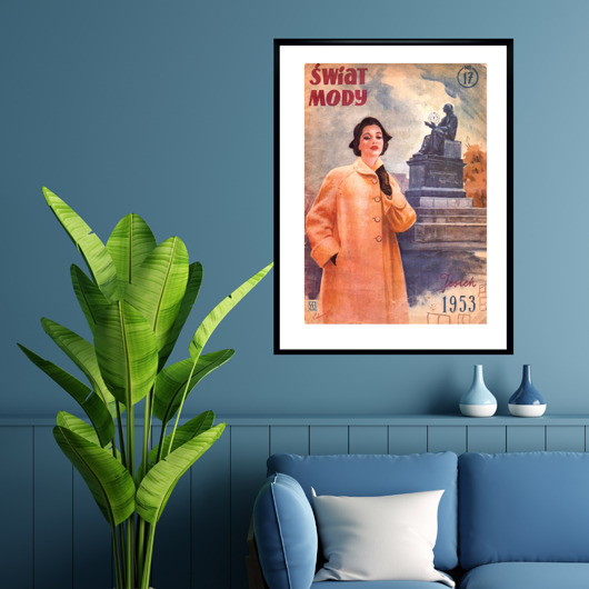 plakaty Plakat Oprawiona okładka czasopisma ŚWIAT MODY, Jesień 1953 aut. Maciej Nehring