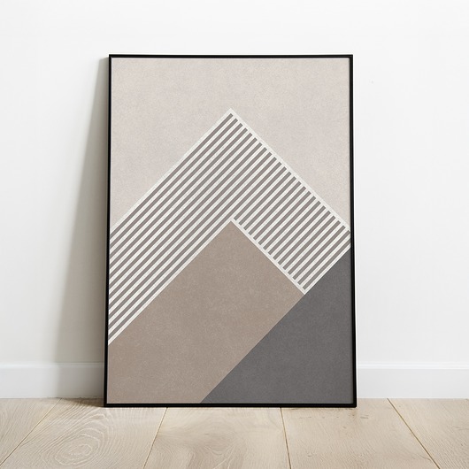 plakaty Oryginalny plakat geometryczny w stylu skandynawskim, japandi, góry.