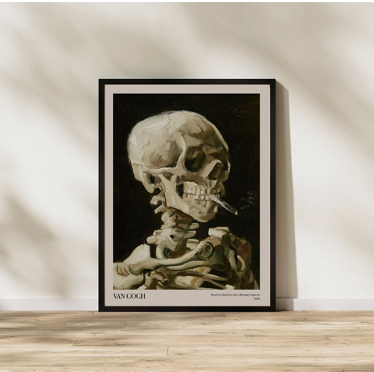 plakaty Plakat  Vincent van Gogh, szkielet z papierosem , czaszka