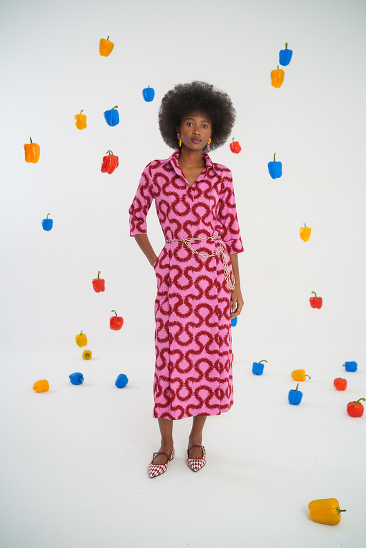 sukienki midi damskie Sukienka Splash Dress róż