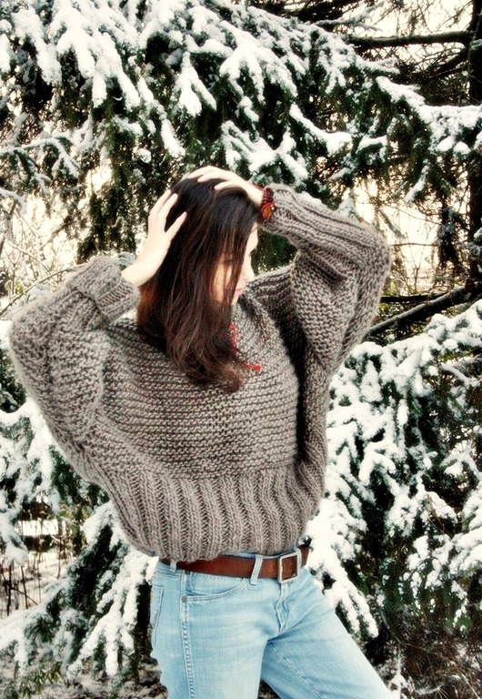 swetry damskie  Brązowy sweter handmade moher z wełną