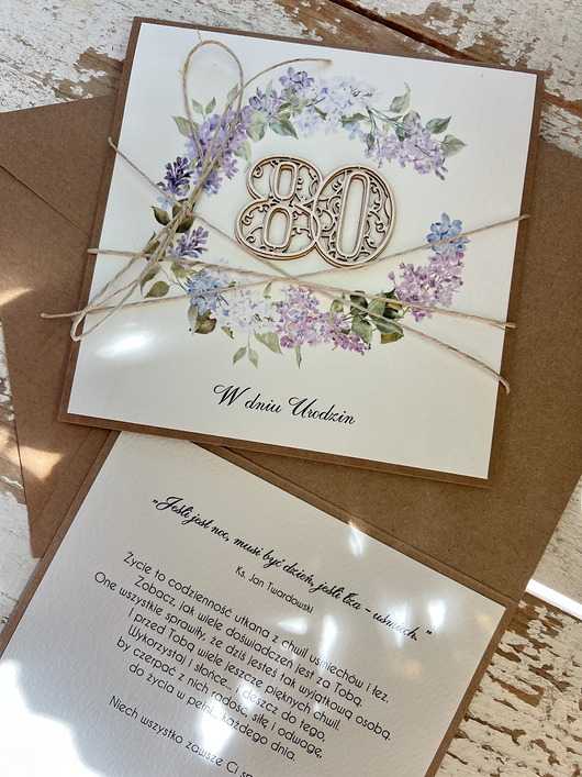 kartki scrapbooking Wyjątkowa ręcznie robiona kartka życzenia na 80 urodziny