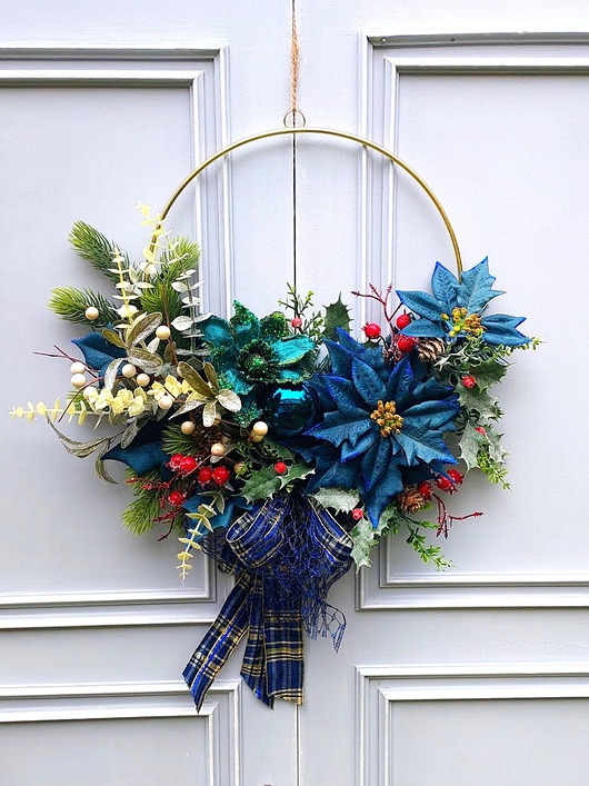 wianki bożonarodzeniowe Świąteczny wianek na obręczy
