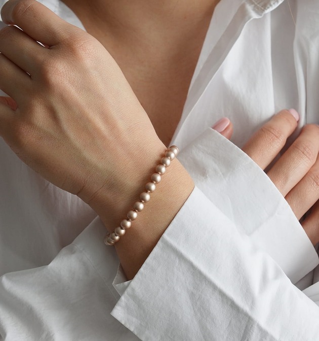 bransoletki z kamieni naturalnych Perły Swarovski bransoletka beżowa