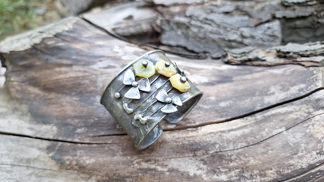 bransoletki wire wrapping Żółte kwiatki - bransoletka regulowana