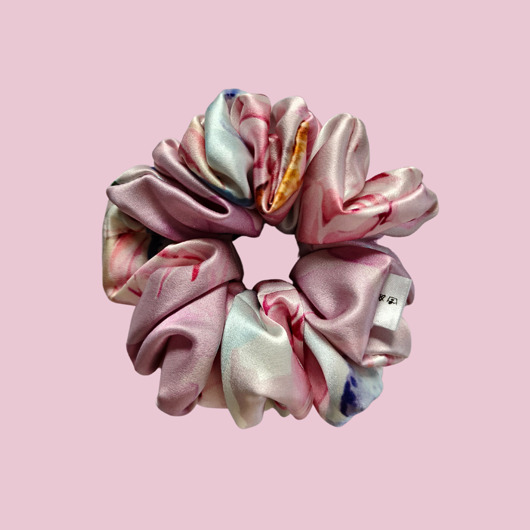gumki do włosów Gumka jedwabna, scrunchie, frotka wiosenne kwiaty MAXI