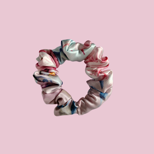 gumki do włosów Gumka jedwabna, scrunchie, wiosenne kwiaty MINI