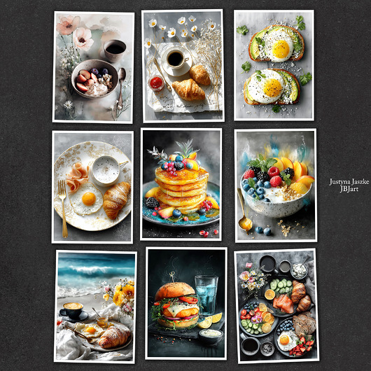 grafiki i ilustracje Śniadanie - zestaw 9 grafik