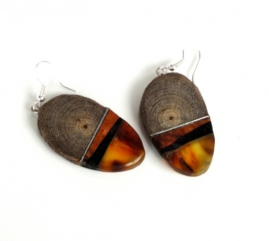 Wood&Amber Kolczyki Etniczne Maszyneria