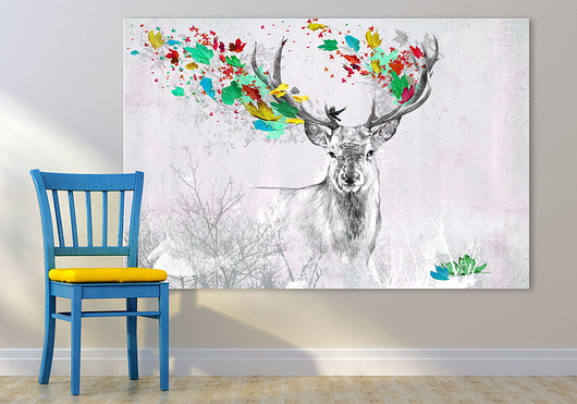 OBRAZ NA PŁÓTNIE - 120x80cm - JELEŃ JESIENIĄ NOWdeco