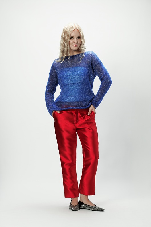 kardigany damskie Alpaka sweter Flora - chaber/srebro
