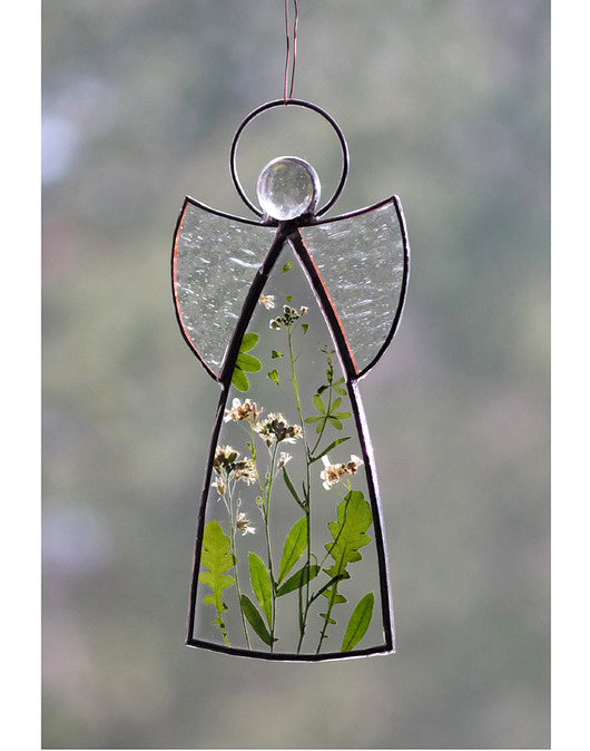 komunia - pozostałe Anioł z suszonymi kwiatami