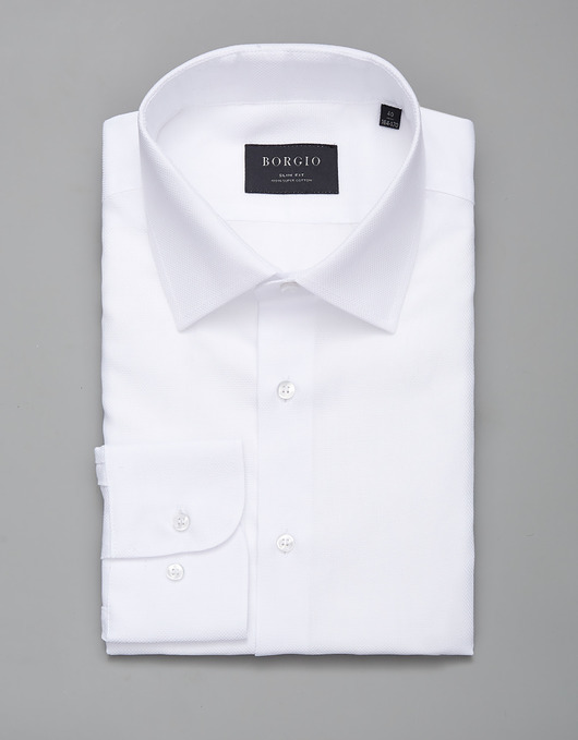 koszule męskie Koszula męska dł. rękaw biały slim fit 00276