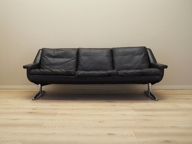 sofy i szezlongi Sofa skórzana brązowa, duński design, lata 70, Werner Langenfeld, Esa