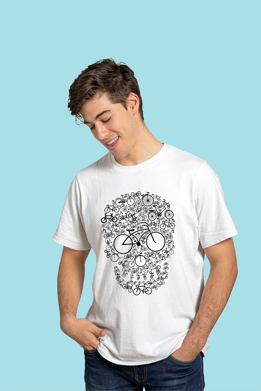 Koszulka organiczna z nadrukiem Bike skull ART ORGANIC