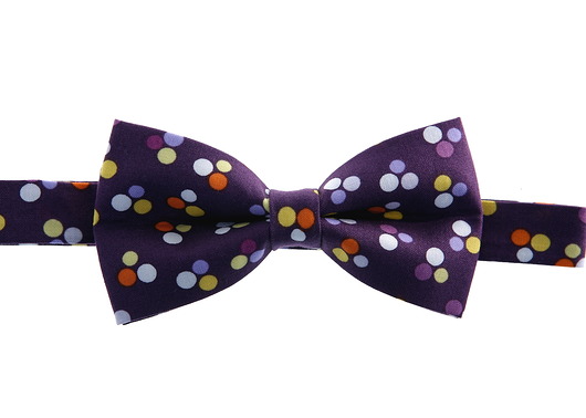 Mucha gotowa bowstyle fioletowa w grochy bowstyle