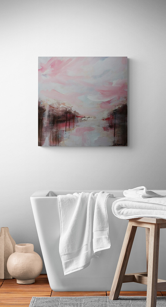 obrazy Obraz ręcznie malowany na płótnie 50x50 cm - abstrakcyjny pejzaż
