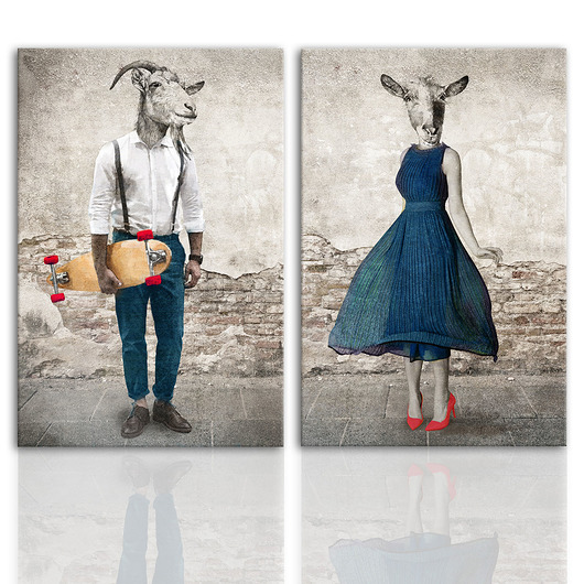 obrazy Komplet dwóch dużych obrazów KOZY- 2 x 80x120cm