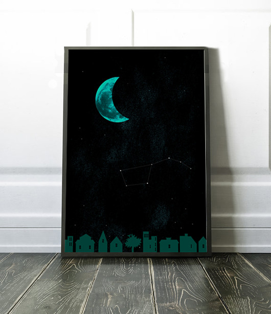 Plakat Księżyc nad miastem 50x70 cm michal cygan