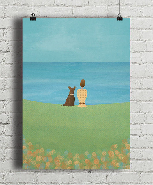 plakaty Plakat - Z psem na łące