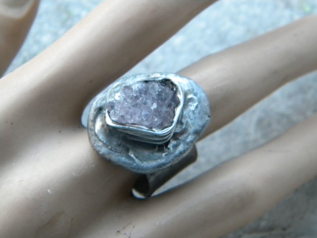 pierścionki - różne Roman Ancient Ring ;) surowy ametyst