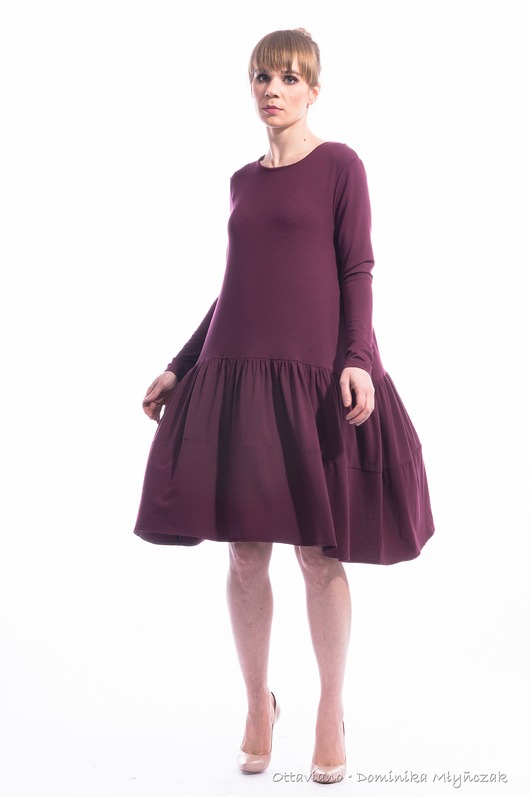 Sukienka Marsala FLAMENCO Oversize Rozkloszowana OTTAVIANO Dominika Mlynczak