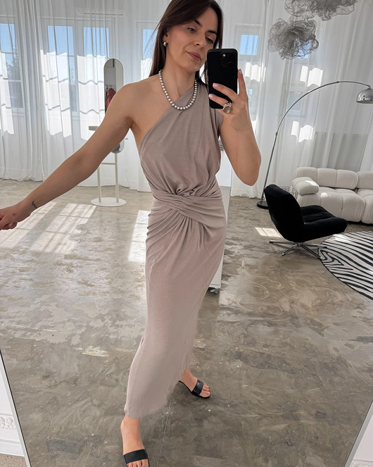 sukienki midi damskie Sukienka Linea taupe