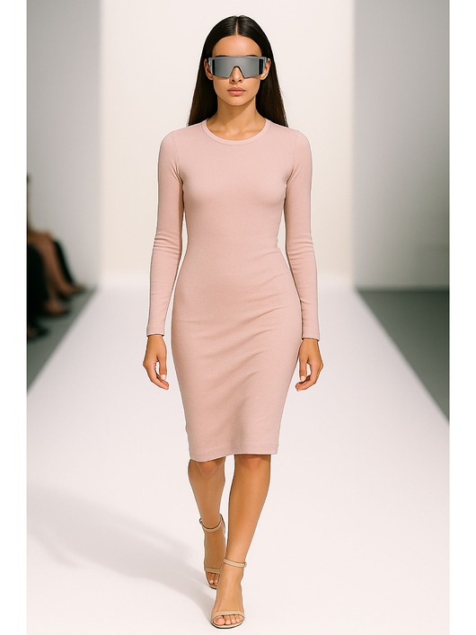 sukienki midi damskie Sukienka pudrowy róż YY100189_RAL3012