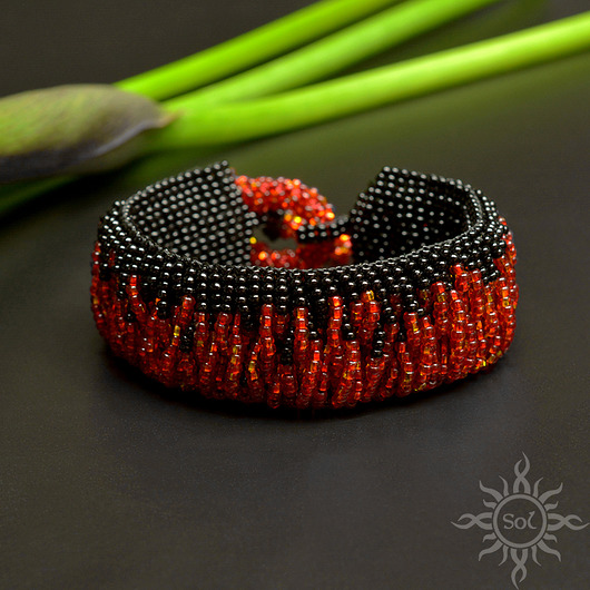 bransoletki ze szkła Wild Flames, wyplatana bransoleta, beading