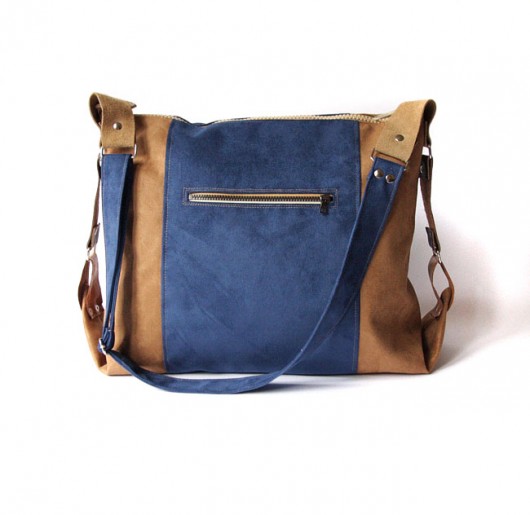 torba - nut&navy blue&leather - elfagado