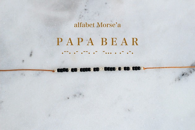 bransoletki złote PAPA BEAR - bransoletka z alfabetem Morse'a