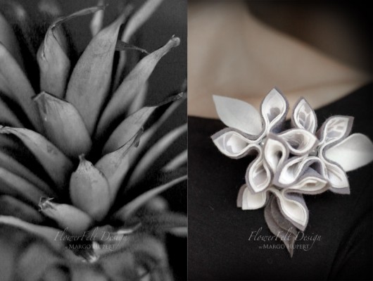 w szarościach i liściach FlowerFelt Design