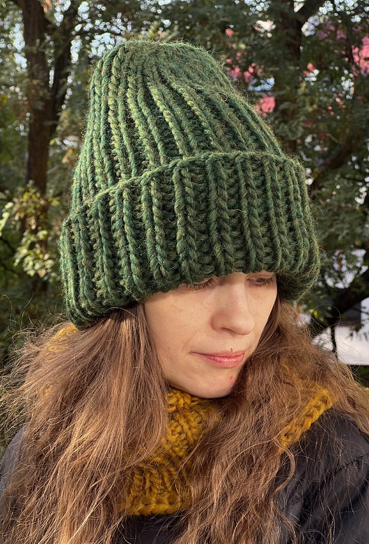 czapki damskie Zimowa czapka z wełny peruwiańskiej Lumi leśna zieleń