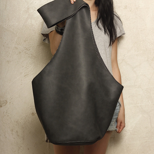 Long Boogi Bag grafitowa / torebka hobo / boho hairoo