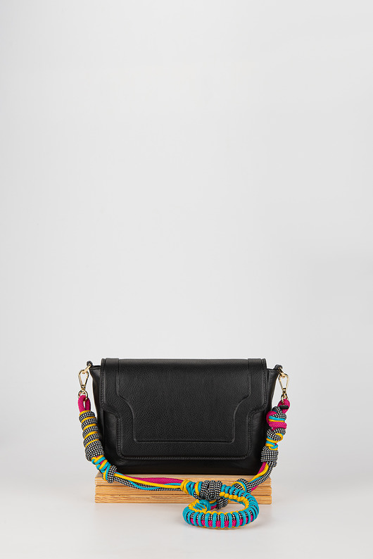 torby na ramię Klasyczna torebka z plecionym paskiem Modern czarna skórzana