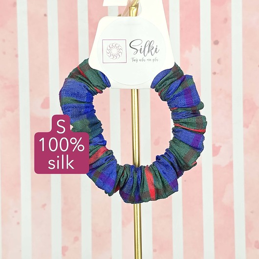 gumki do włosów S wąska gumka jedwabna do włosów jedwab naturalny scrunchie niebieska