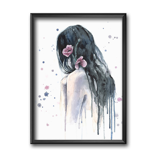 grafiki i ilustracje Dziewczyna z makami, 30x40 cm