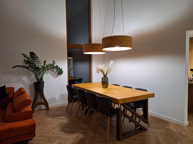 lampy wiszące Lampa wisząca LEEA - HANGING OAK  50 cm. Klosz fornir dąb.