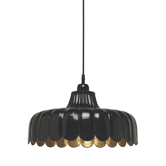 lampy wiszące Piękna lampa wisząca z czarnym kloszem imitującym kwiat Wells
