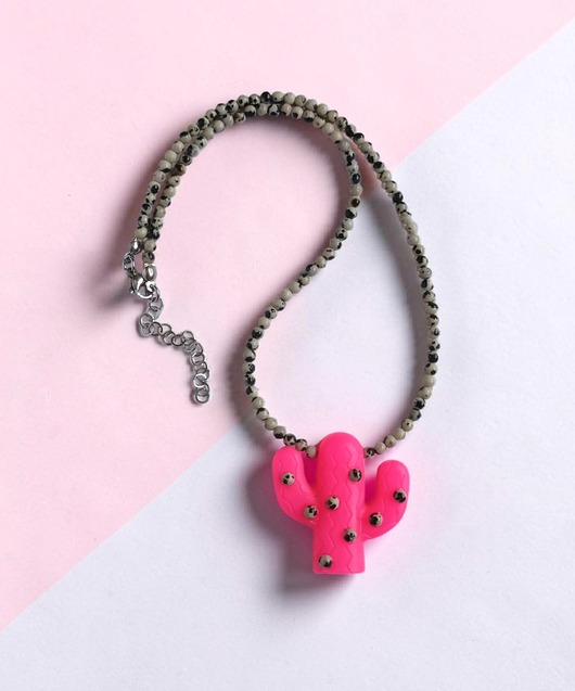 chokery Naszyjnik KAKTUS z jaspisem : hot pink