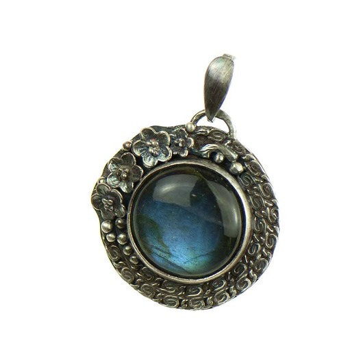 wisiory Wisior z labradorytem w kwiatowej oprawie