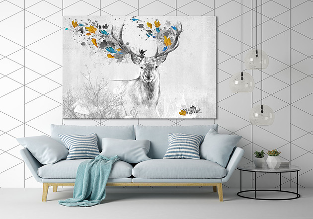 obrazy OBRAZ NA PŁÓTNIE -  120x80cm - DEER