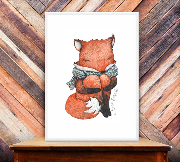 plakaty Plakat z lisem. i love forest