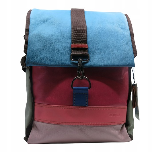 plecaki Plecak skórzany pojemny stylowy miejski mieści A4 kolorowy wygodny OLIVKA