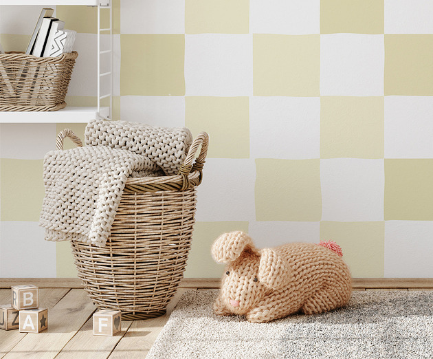 naklejki ścienne do pokoju dziecka Tapeta Szachownica "Butter Chess"