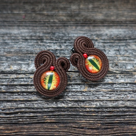 kolczyki soutache Smocze oko - kolczyki soutache