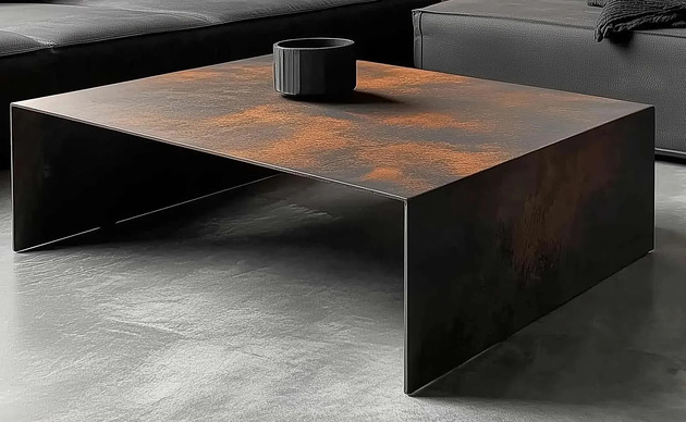 stoliki kawowe Industrialny Stolik Kawowy LOFT Efekt Rdzy Stal Corten Czarny Metal